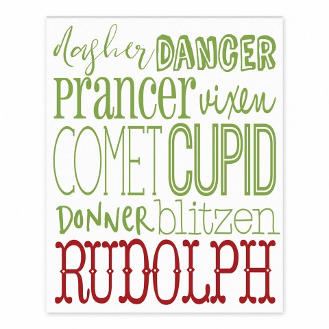 Reindeer Names 8x10 Tabletop Canvas