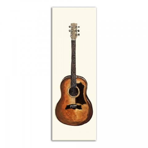 Brown Watercolor Acoustic Guitar 12x36 Canvas Wall Art