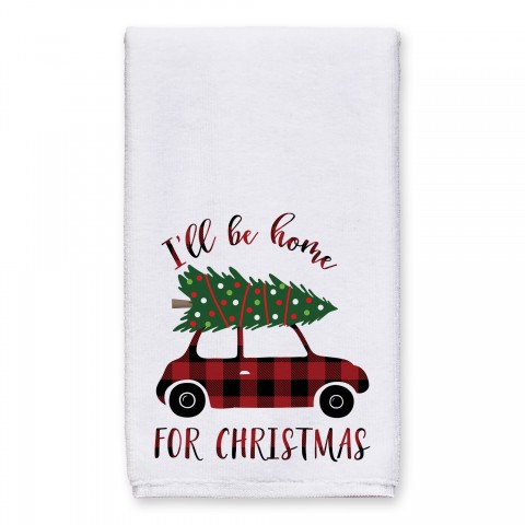 I'll Be Home for Christmas - Plaid 16x25 Towel