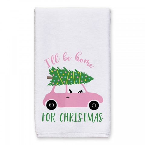 I'll Be Home for Christmas - Pink 16x25 Towel