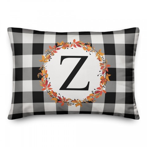 Harvest Buffalo Check Plaid Monogram Pillow