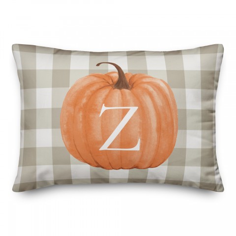 Harvest Pumpkin Buffalo Check Plaid Pillow