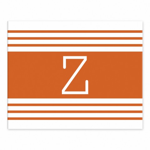 Orange Farmhouse Stripes Monogram Tabletop Art Print
