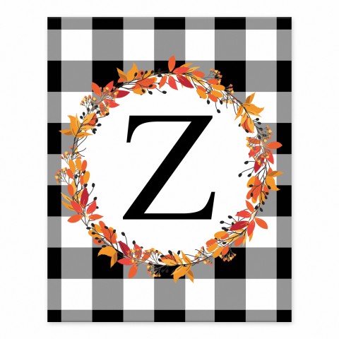 Harvest Buffalo Check Plaid Monogram Tabletop Art Print