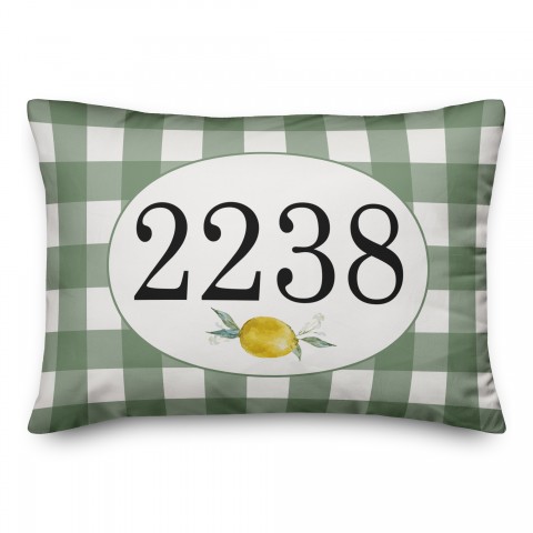 Green Buffalo Check Oval Lemon 14x20 Personalized Indoor / Outdoor Pillow