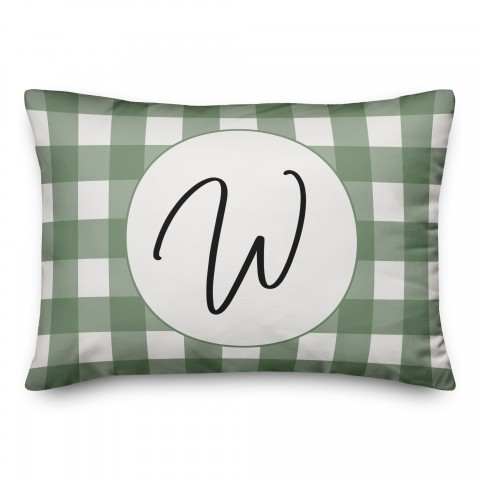 Green Buffalo Check With Monogram Green 14x20 Personalized Indoor / Outdoor Pillow