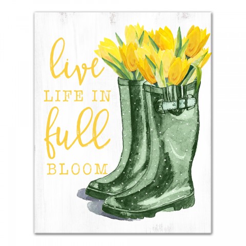 Life in Full Bloom Tulip Rainboots 16x20 Canvas Wall Art
