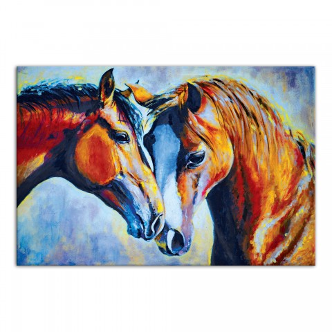Vibrant Color Painted Horses  20x30 Canvas Wall Art