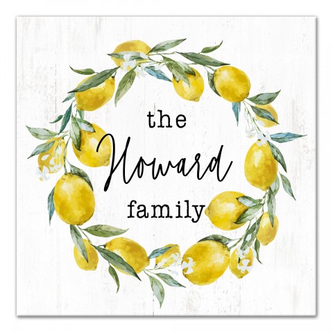 Lemon Wreath 16x16 Personalized Canvas Wall Art