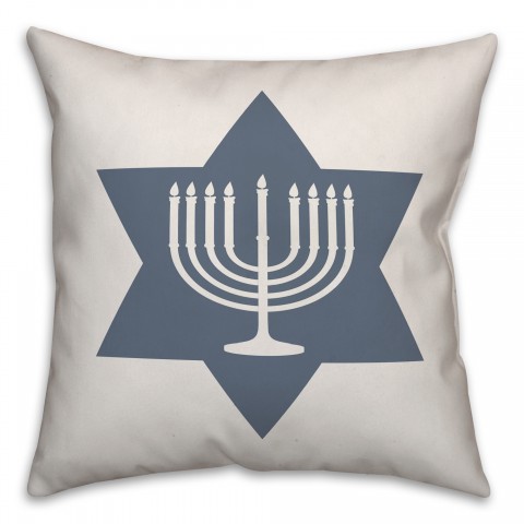 Simple Star of David Menorah Pillow