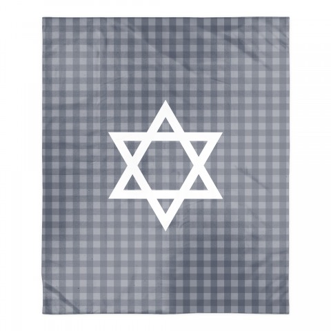 Plaid Star of David 50x60 Sherpa Fleece Blanket