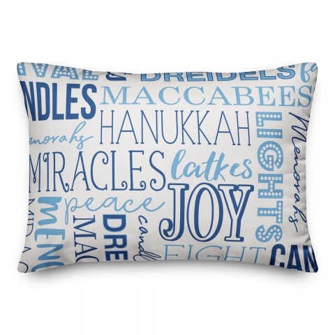 Hanukkah Word Pattern Pillow
