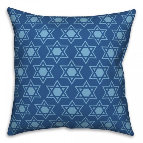 Blue Star of David Pattern Pillow