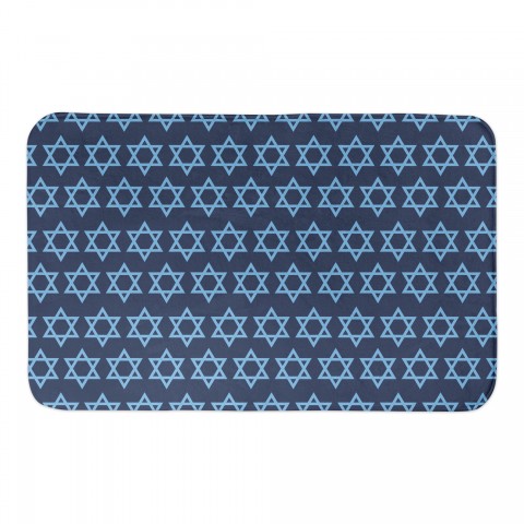 Blue Star of David Pattern 34x21 Bath Mat