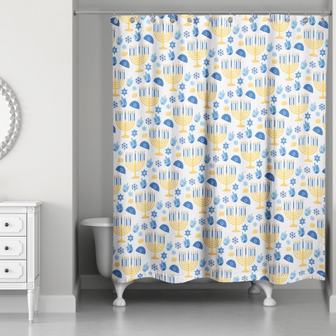 Hanukkah Pattern 71x74 Shower Curtain