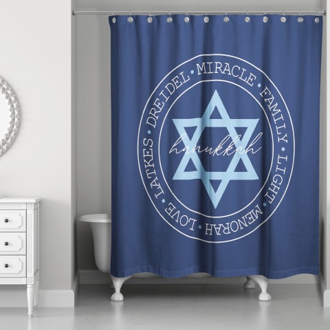 Hanukkah Circle Words 71x74 Shower Curtain