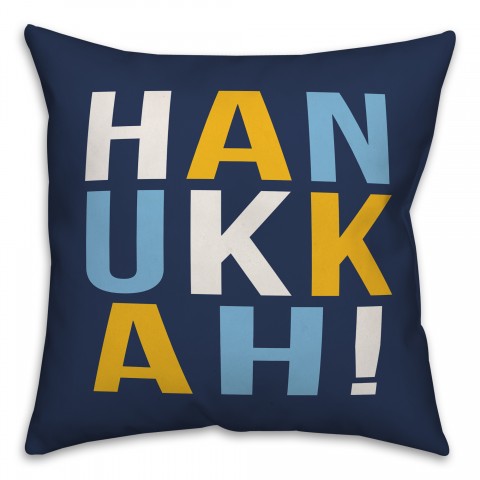 Hanukkah Bold Typography Pillow