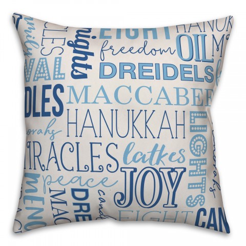 Hanukkah Word Pattern Pillow