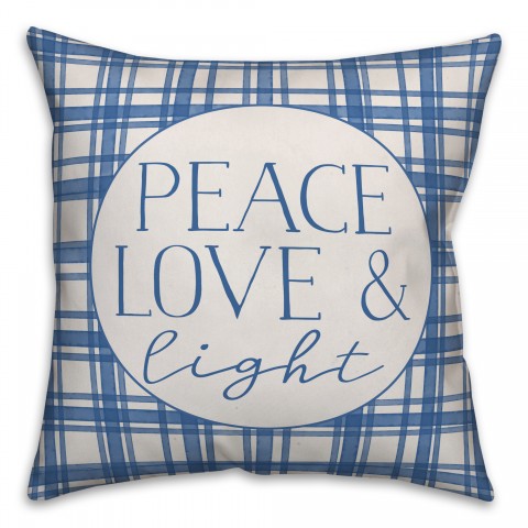 Peace Love Light Plaid Pillow