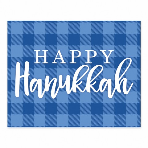Happy Hanukkah Buffalo Check 8x10 Tabletop Canvas
