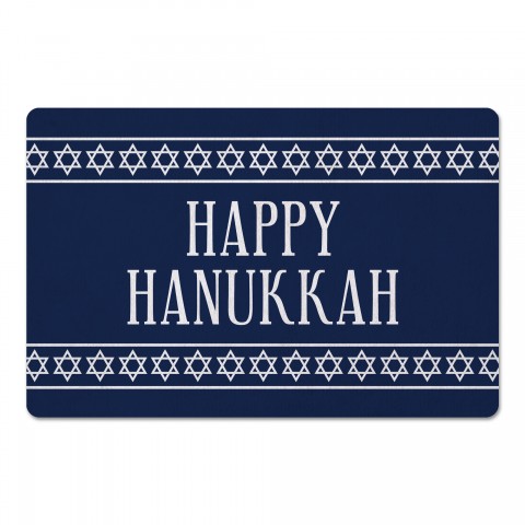 Happy Hanukkah - Navy 27x18 Floor Mat