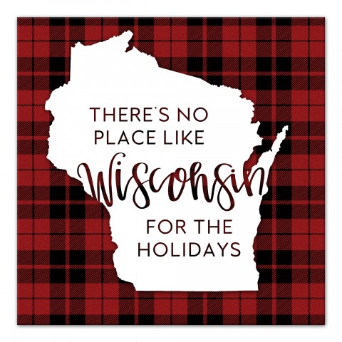 There's No Place Like Wisconsin For the Holidays 16x16 Canvas Wall Art