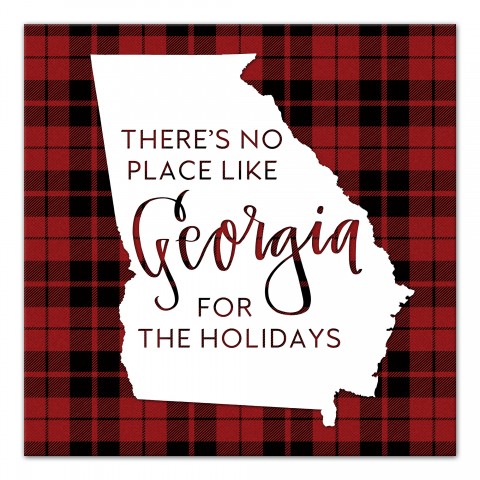 There's No Place Like Georgia For the Holidays 16x16 Canvas Wall Art