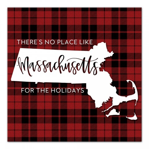 There's No Place Like Massachusetts For the Holidays 16x16 Canvas Wall Art