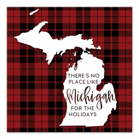 There's No Place Like Michigan For the Holidays 16x16 Canvas Wall Art
