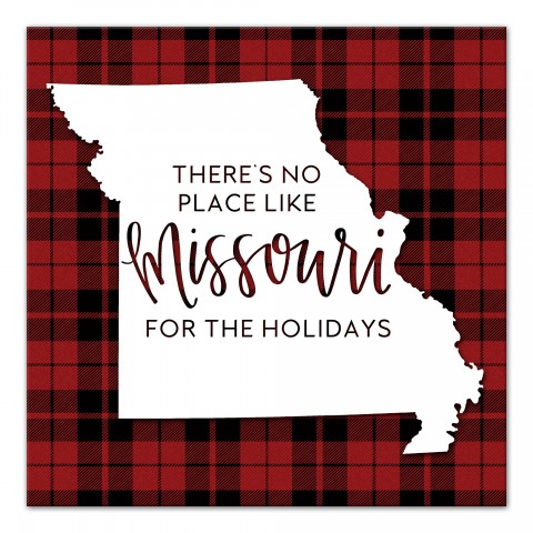 There's No Place Like Missouri For the Holidays 16x16 Canvas Wall Art