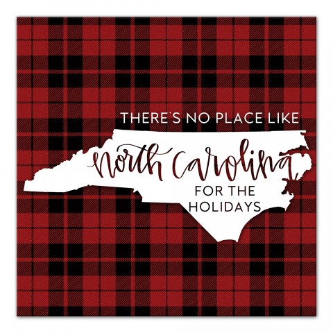 There's No Place Like North Carolina For the Holidays 16x16 Canvas Wall Art