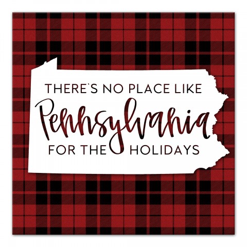 There's No Place Like Pennsylvania For the Holidays 16x16 Canvas Wall Art