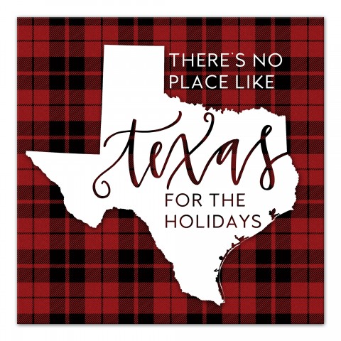 There's No Place Like Texas For the Holidays 16x16 Canvas Wall Art