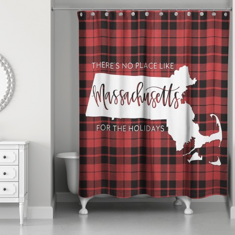 There's No Place Like Massachusetts For the Holidays 71x74 Shower Curtain