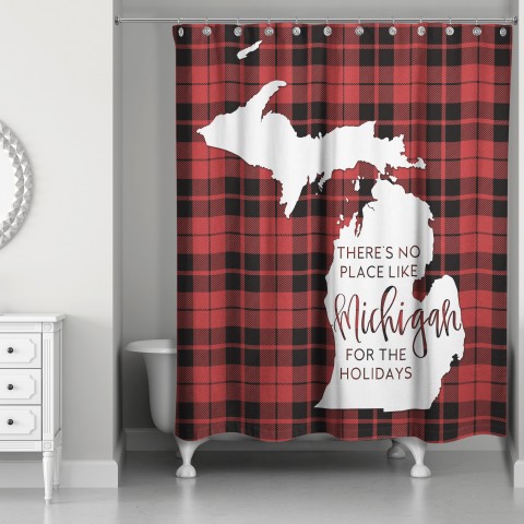 There's No Place Like Michigan For the Holidays 71x74 Shower Curtain