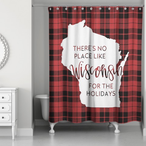 There's No Place Like Wisconsin For the Holidays 71x74 Shower Curtain