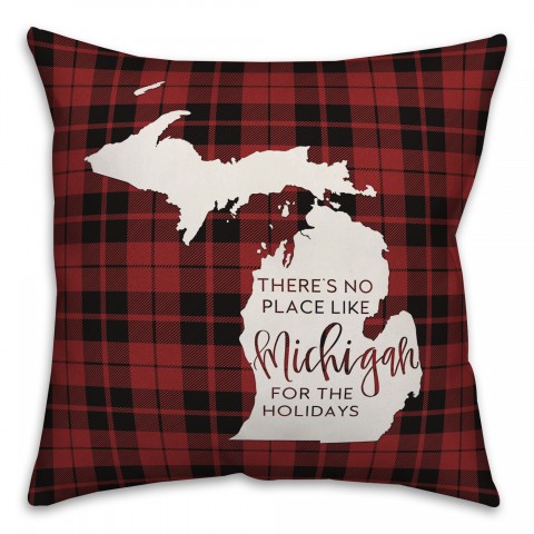 There's No Place Like Michigan For the Holidays Pillow