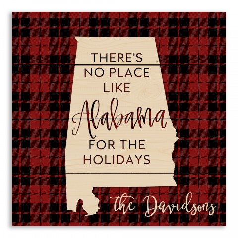 There's No Place Like Alabama For the Holidays 14x14 Personalized Pallet Wood Art
