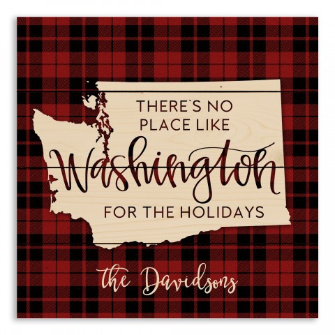 There's No Place Like Washington For the Holidays 14x14 Personalized Pallet Wood Art
