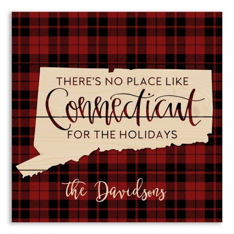 There's No Place Like Connecticut For the Holidays 14x14 Personalized Pallet Wood Art
