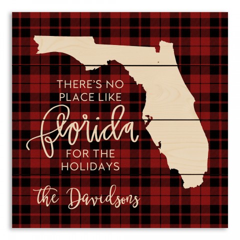 There's No Place Like Florida For the Holidays 14x14 Personalized Pallet Wood Art