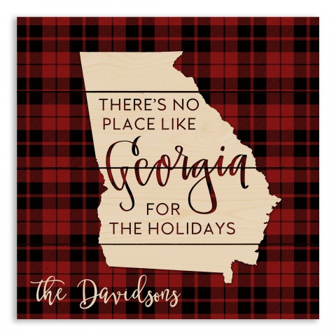 There's No Place Like Georgia For the Holidays 14x14 Personalized Pallet Wood Art