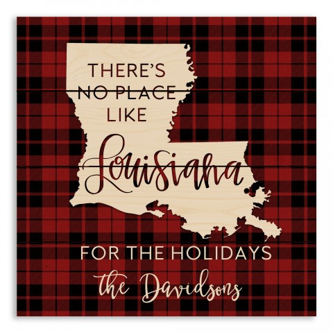 There's No Place Like Louisiana For the Holidays 14x14 Personalized Pallet Wood Art