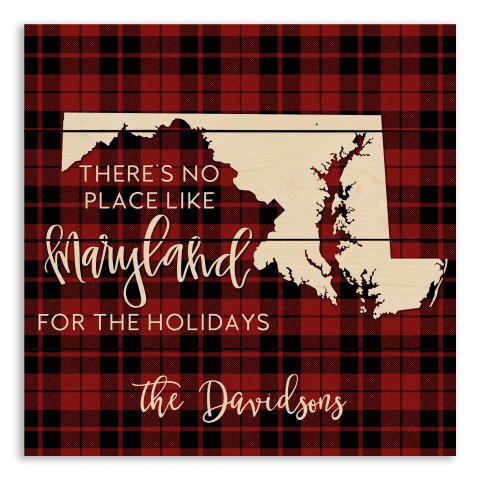 There's No Place Like Maryland For the Holidays 14x14 Personalized Pallet Wood Art
