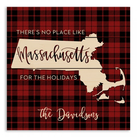 There's No Place Like Massachusetts For the Holidays 14x14 Personalized Pallet Wood Art