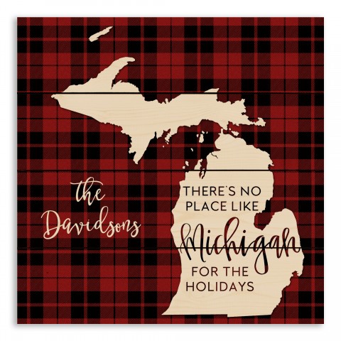 There's No Place Like Michigan For the Holidays 14x14 Personalized Pallet Wood Art