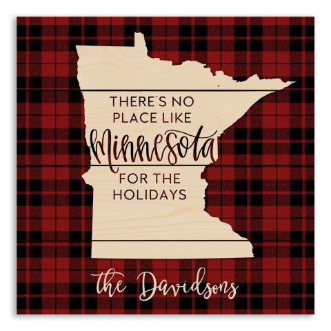There's No Place Like Minnesota For the Holidays 14x14 Personalized Pallet Wood Art