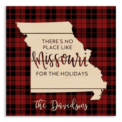 There's No Place Like Missouri For the Holidays 14x14 Personalized Pallet Wood Art