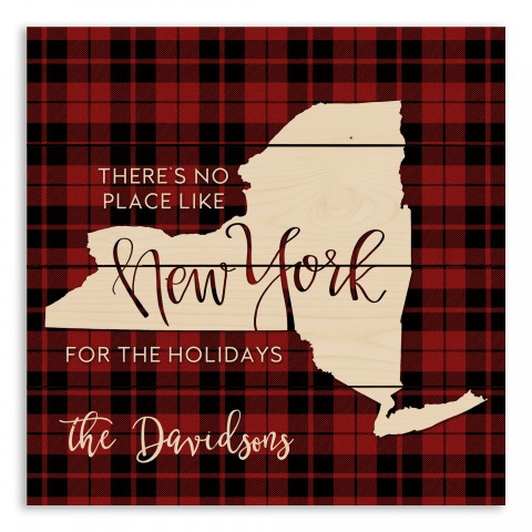There's No Place Like New York For the Holidays 14x14 Personalized Pallet Wood Art