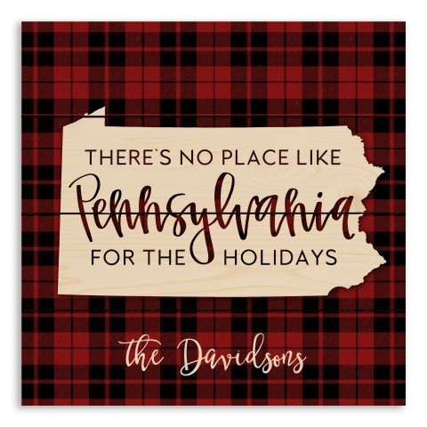 There's No Place Like Pennsylvania For the Holidays 14x14 Personalized Pallet Wood Art